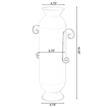 Uniquewise Decorative White Metal Floor Vase With 2 Gold Handles for Entryway, Living Room or Dining Room QI004444